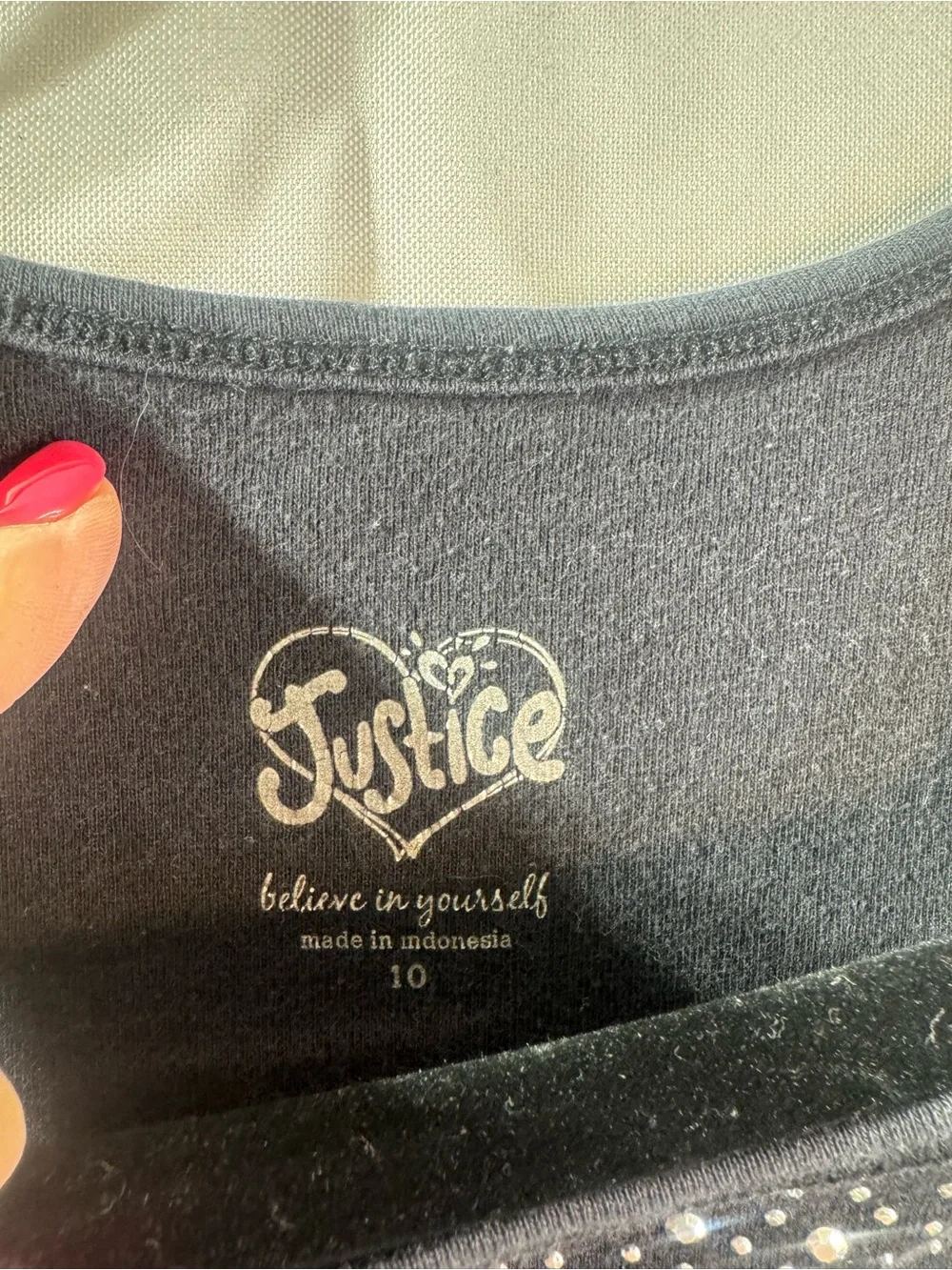 Justice 10 Black Scoop Neck Tank with Rhinestone Trim